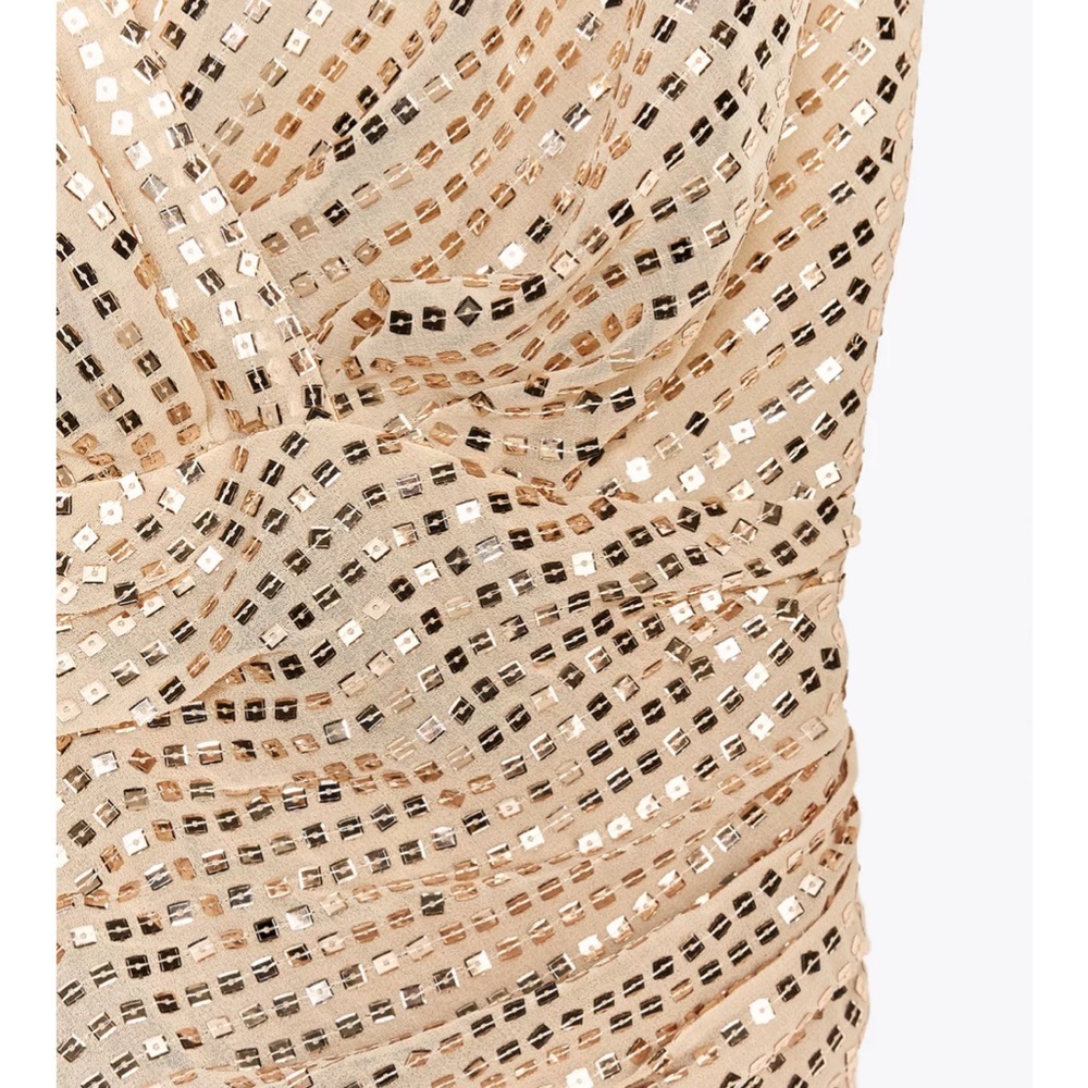 Zara Beige Sequin Dress